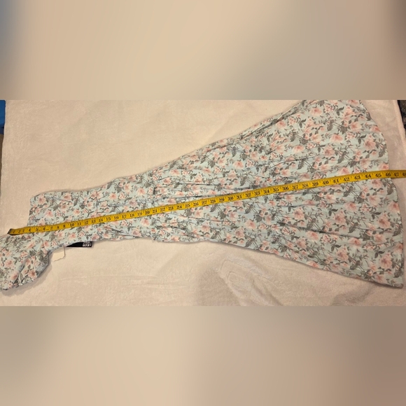 Trixxi Blue/ Aqua / Pink  Floral Puff Sleeve Maxi Dress, Size L. - Picture 13 of 15
